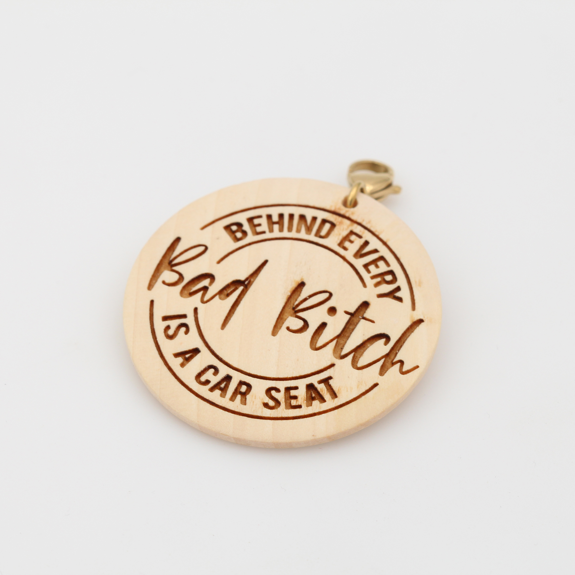 Olive Wood Keychain Wristlet With Engraved Disc Jane